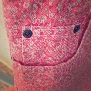 Vintage pink floral denim shorts